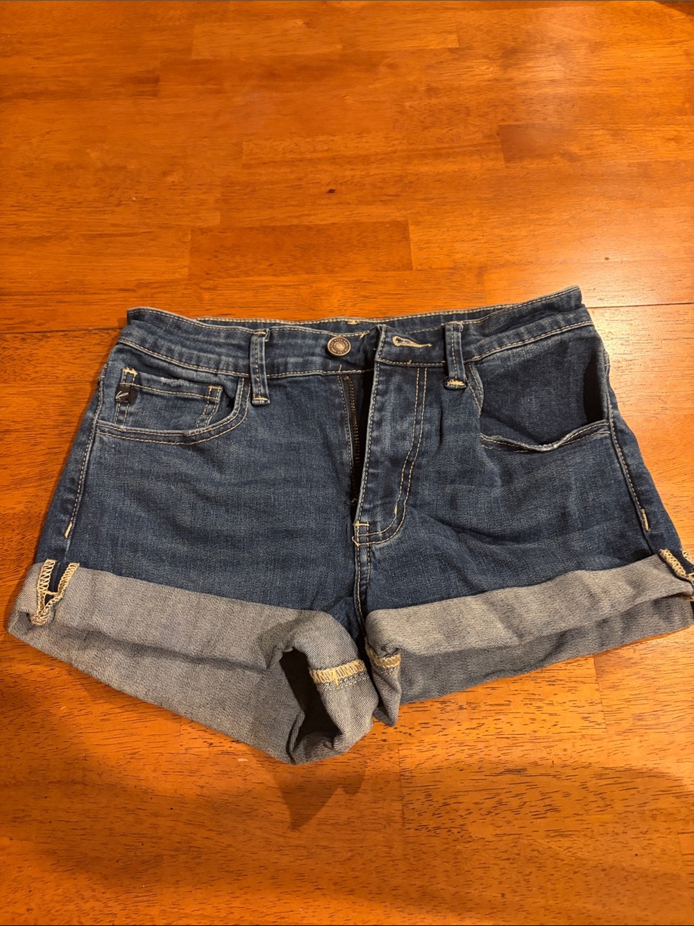 KanCan Dark Blue Cuffed Denim Shorts